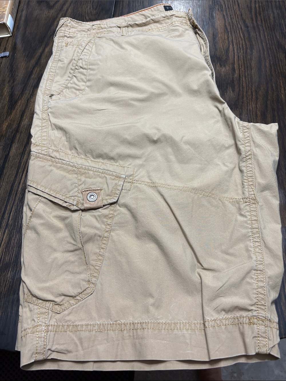 Helix Men's Tan Cargo Shorts - Button Flap Pocket